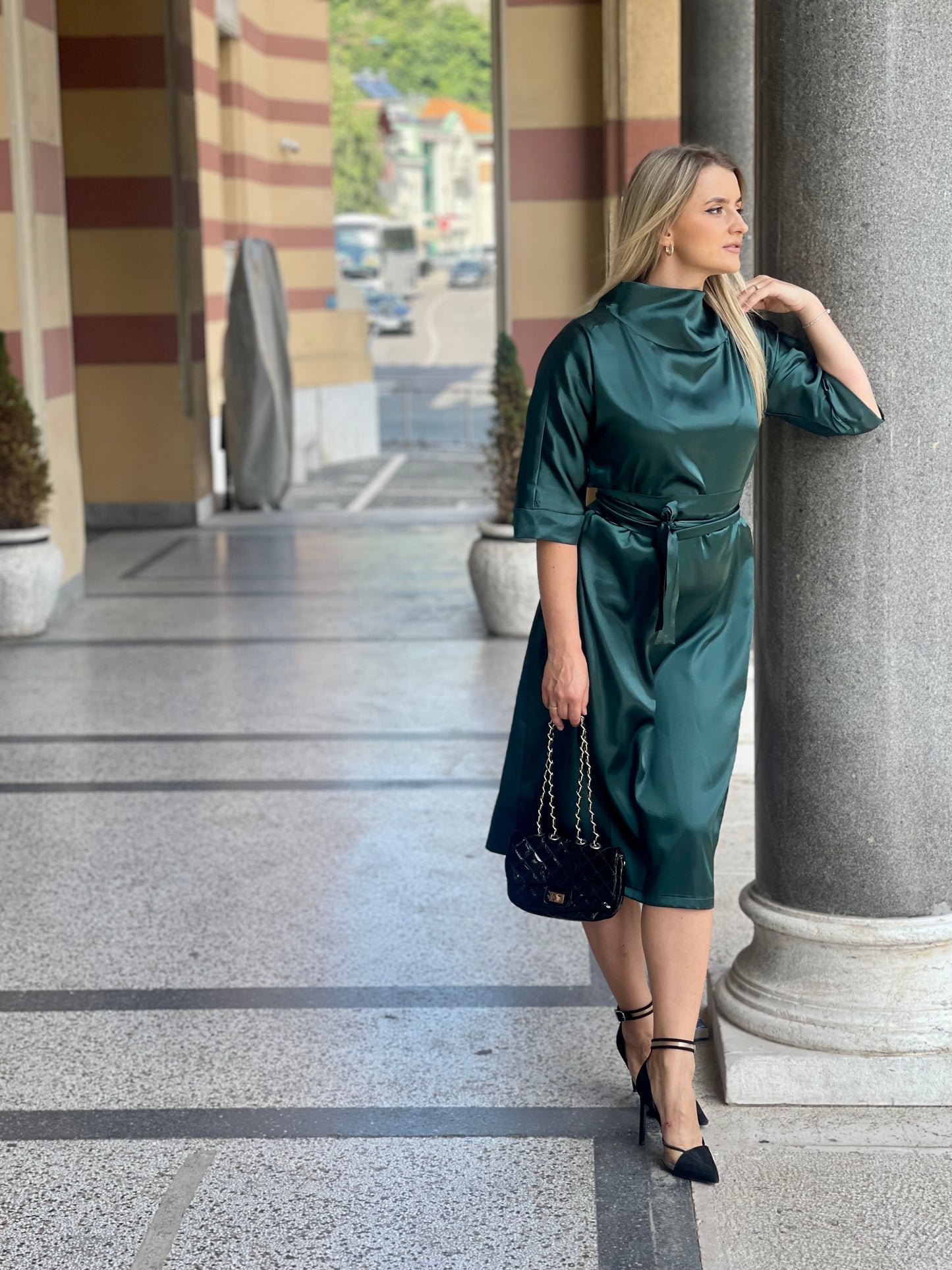 Midi Satin Dress "Revia"